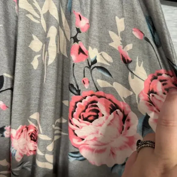 Unbranded Gray Open Front Cardigan Women's Size XL Floral Lightweight Cover Up - Picture 4 of 6